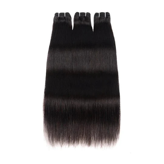 Double Drawn Full End Unprocessed Straight INDIAN RAW Hair Black