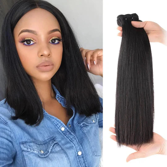 Double Drawn Full End Unprocessed Straight INDIAN RAW Hair Black